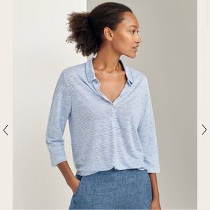 Poetry Linen Striped Polo Shirt